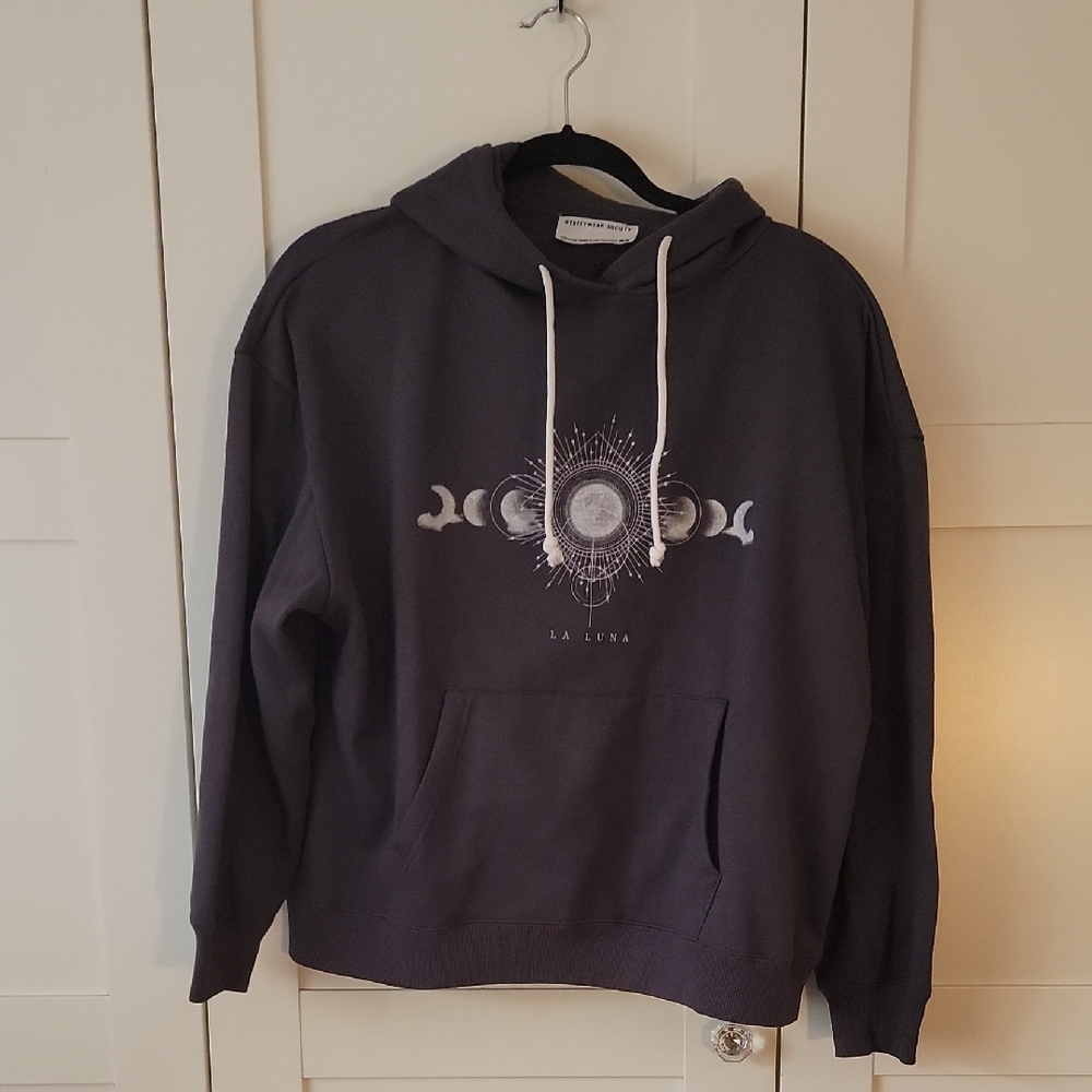 ❄️3/$30 Charcoal Grey Hoodie with Lunar Moon Phase Design